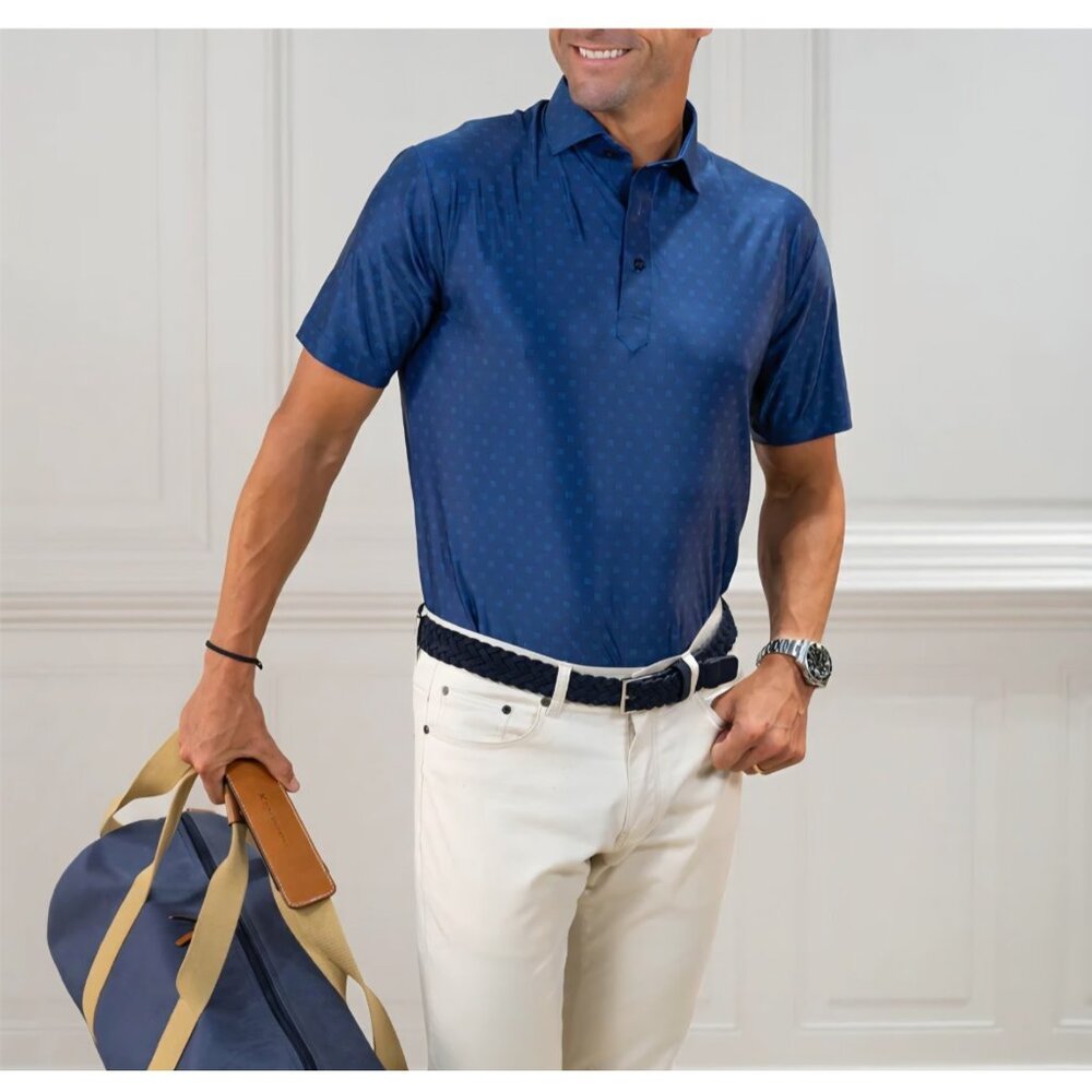 NWT Collars and Co Featherweight Flex Polo Oracle Navy XLarge Golf Stretch Shirt